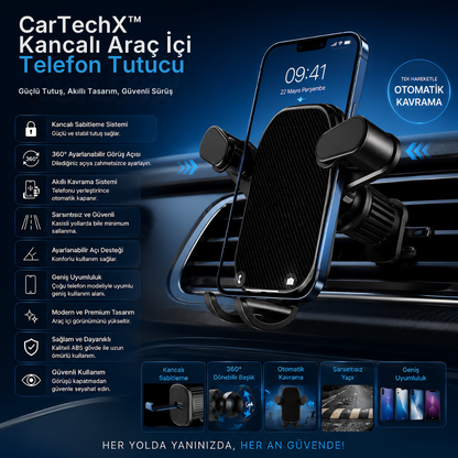 CarTechX™ Kancalı Araç İçi Telefon Tutucu