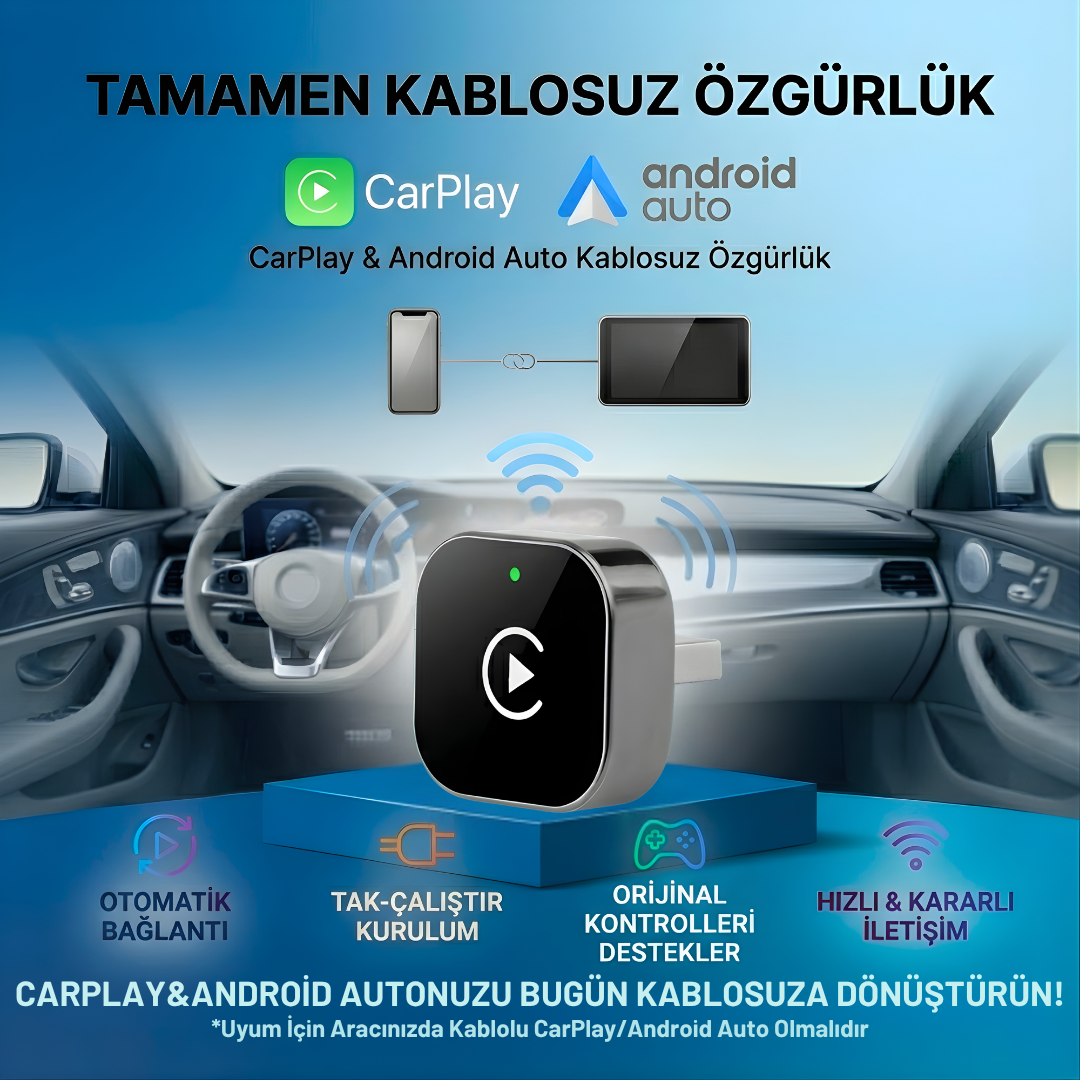 CarTechX™ Kablosuz CarPlay&Android Auto Adaptörü