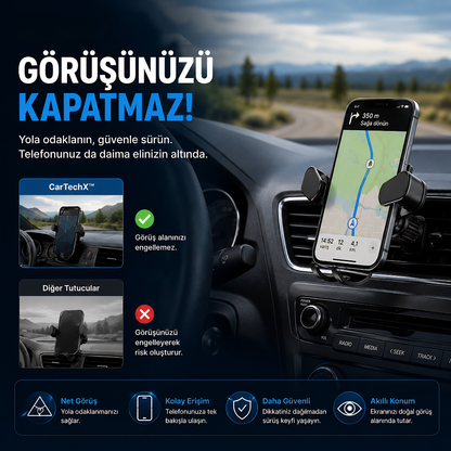 CarTechX™ Kancalı Araç İçi Telefon Tutucu