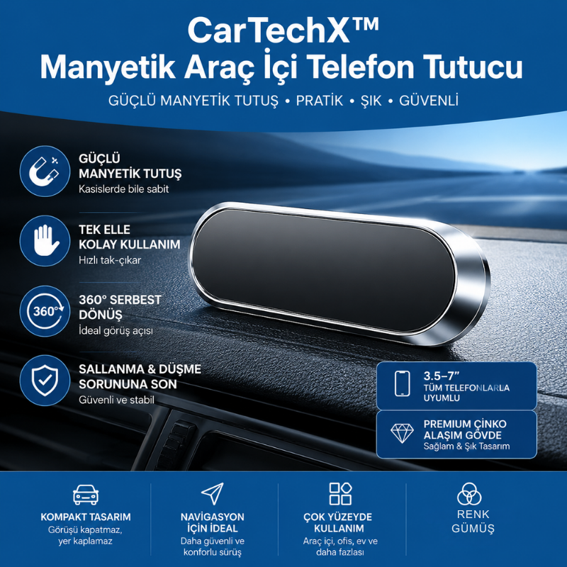 CarTechX™ Manyetik Araç İçi Telefon Tutucu