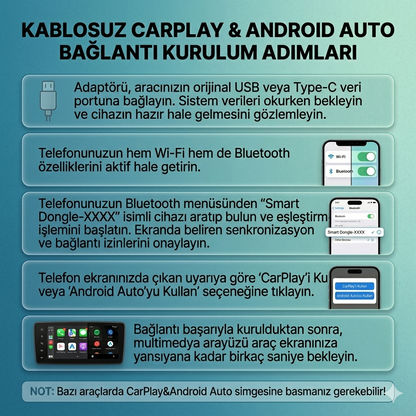 CarTechX™ 2'si 1 Arada Kablosuz CarPlay&Android Auto Adaptörü