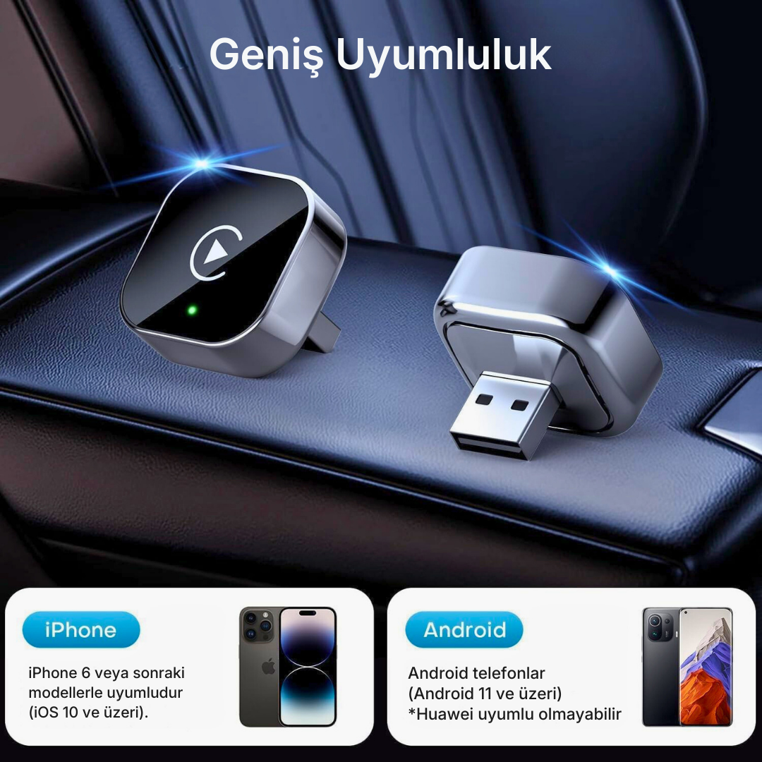 CarTechX™  Kablosuz CarPlay & Android Auto Adaptörü