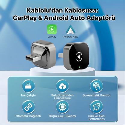 CarTechX™ 2'si 1 Arada Kablosuz CarPlay&Android Auto Adaptörü