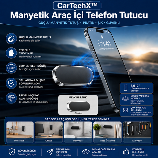 CarTechX™ Manyetik Araç İçi Telefon Tutucu
